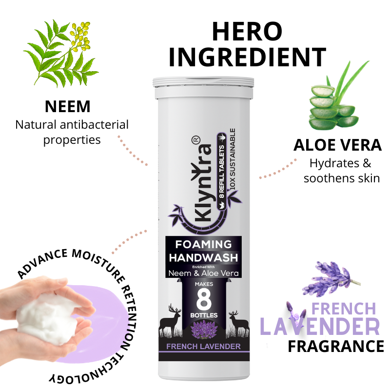 Foaming Handwash Tablet with Neem & Aloe Vera - Starter Kit - French Lavender