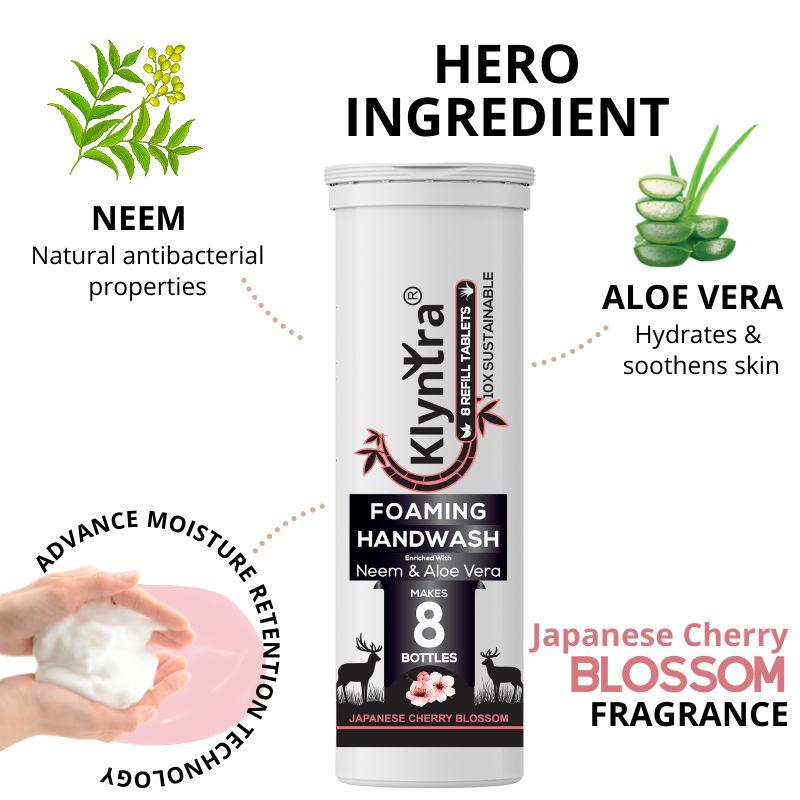 Foaming Handwash Tablet with Neem & Aloe Vera - Starter Kit - Japanese Cherry Blossom
