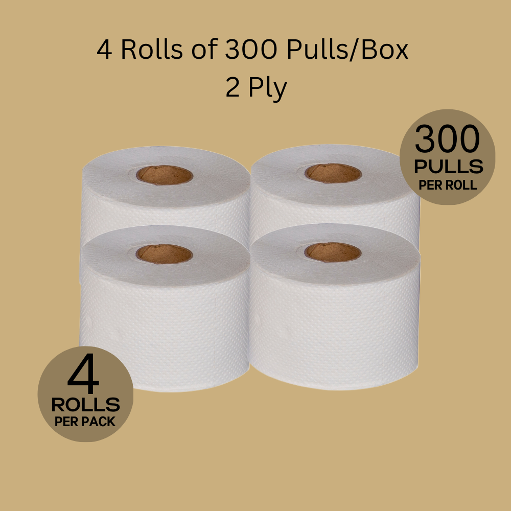 Recycled Tissue Toilet Rolls 4 in 1 Pack - 300 Pulls each 2 ply
